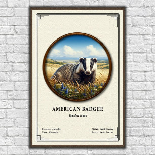 Póster Serie de Zoología del Tejón Americano