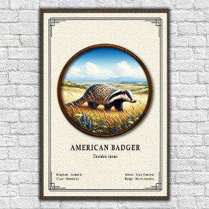 Póster Serie de Zoología del Tejón Americano