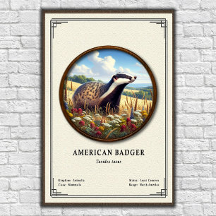 Póster Serie de Zoología del Tejón Americano