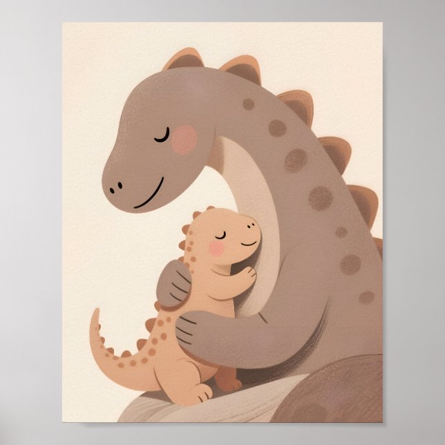 Póster Serie Dino Baby Y Madre Boho Dino (Frente)