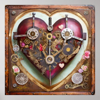 Póster Serie Steampunk Corazón Rojo Buff