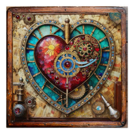 Póster Serie Steampunk de Glass Staint Sunflower Heart