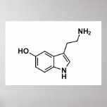 Póster serotonin chemical formula science symbol elements<br><div class="desc">serotonin chemical formula science symbol elements hormone excitement medicine happy</div>