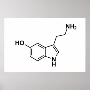 Póster serotonin chemical formula science symbol elements