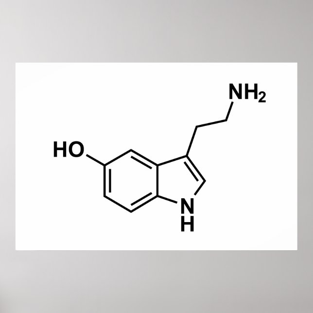 Póster serotonin chemical formula science symbol elements (Frente)