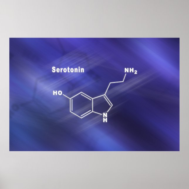 Póster Serotonina Hormona Fórmula química estructural (Frente)