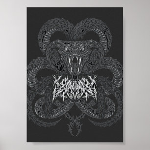 Póster Serpiente Cobra Art Déco Blanca Gráfico de Cobra