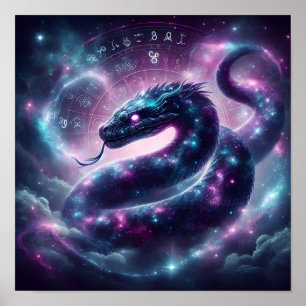 Póster Serpiente Cósmica Zodiaco Galaxia Astrología