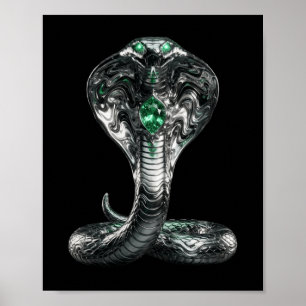 Póster Serpiente de metal líquido con estética oscura y o