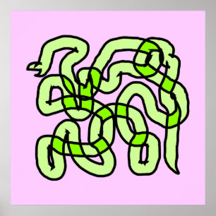 Póster Serpiente de verde lima, en rosa