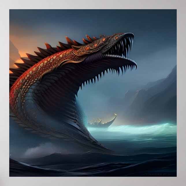 Póster Serpiente del Mar - Jörmungandr (Frente)