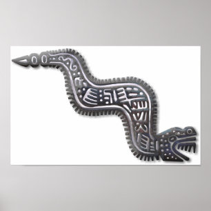 Póster Serpiente Maya - Negro y Plata