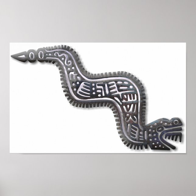 Póster Serpiente Maya - Negro y Plata (Frente)