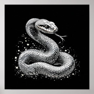 Póster Serpiente Metálica Elegante Estética Oscura Fantas