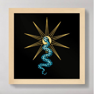 Póster Serpiente Muro espiritual Estrellas azul dorado ne