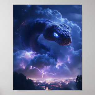 Póster Serpiente Relámpago sobre la Ciudad
