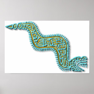 Póster Serpiente-turquesa y oro mayas