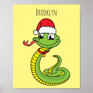 Póster Serpiente verde suave con personalizado de sombrer