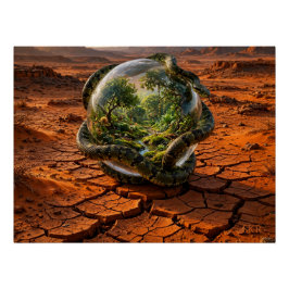 Póster Serpiente y el Orbe de Edén Paisaje Onírico Surrea