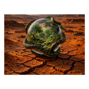 Póster Serpiente y el Orbe de Edén Paisaje Onírico Surrea