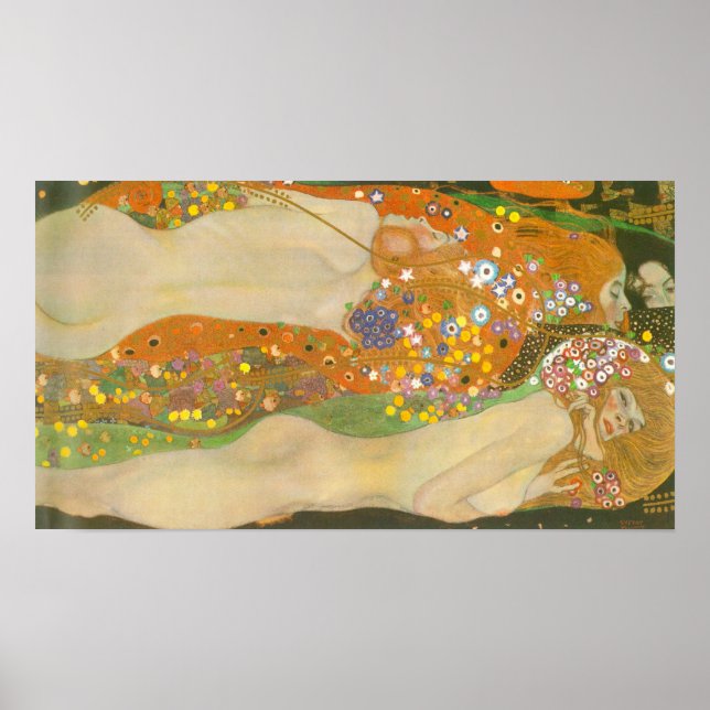 Póster Serpientes de agua II por Gustav Klimt, Art Nouvea (Frente)