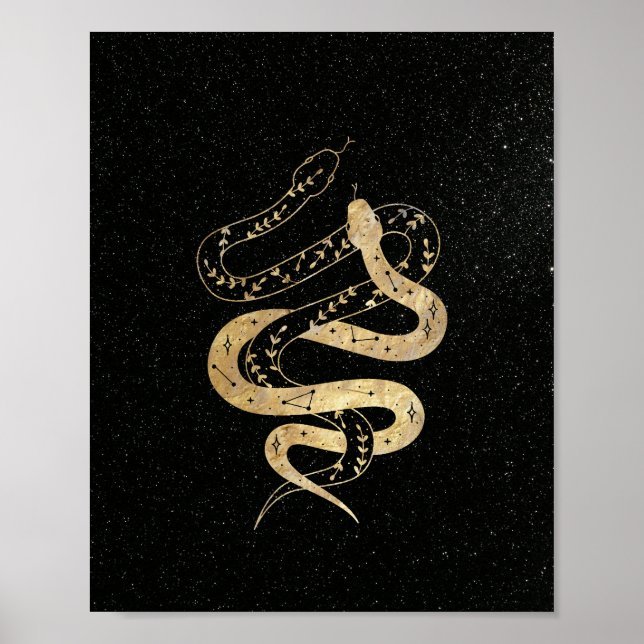 Póster Serpientes místicas en oro de fondo negro Stars Po (Frente)