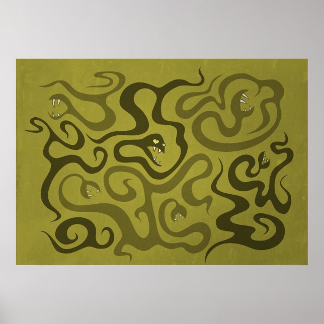 Póster Serpientes Whimsigoth Y Tentacles Enamoradas (Frente)