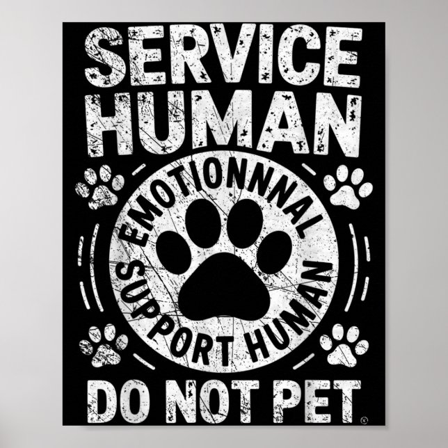 Póster Service Dog Human Do Not Pet Funny Rescue Dog Owne (Frente)
