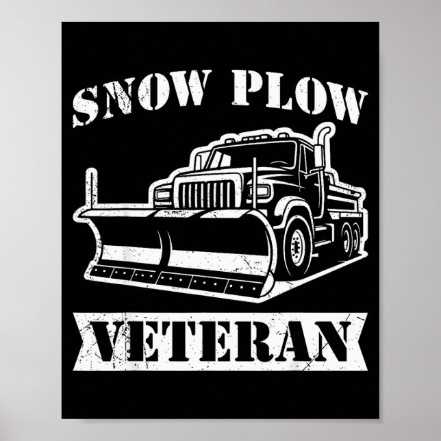 Póster Servicio de Invierno Quitanieves Veterano Retirado (Frente)