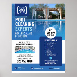 Póster Servicio de limpieza de la piscina