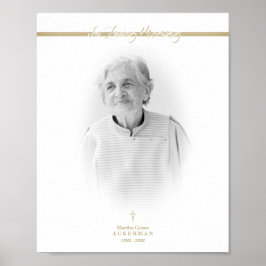 Póster Servicio de recuerdo de foto dorada B&W Queridos