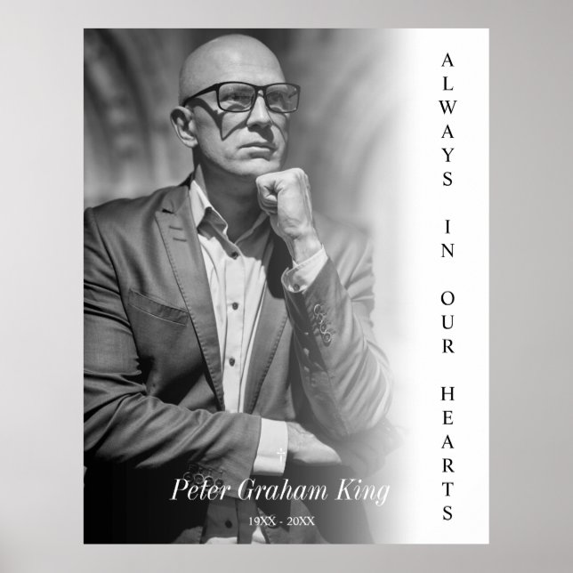 Póster Servicio de Recuerdo Funeral Foto en Blanco y Negr (Frente)