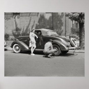 Póster Servicio de Reparación de Autos, 1942. Foto Antigu