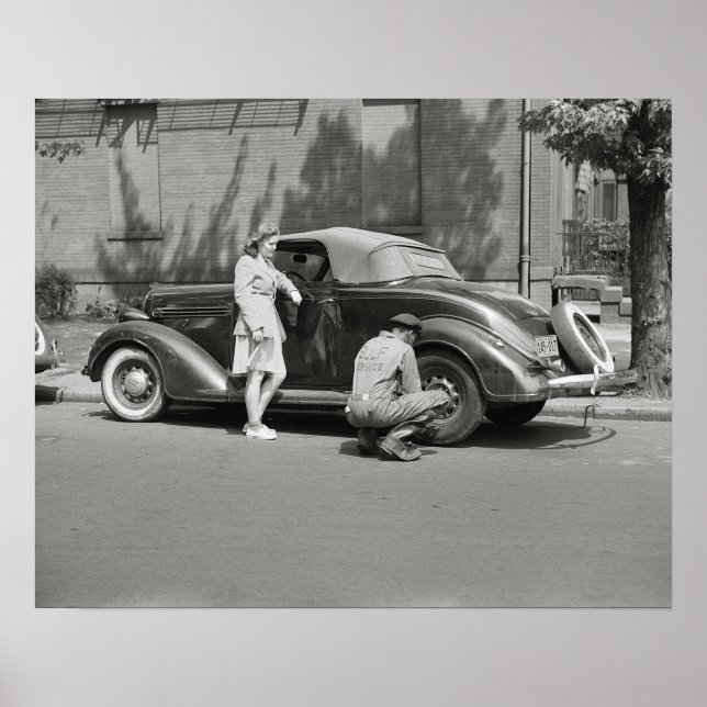 Póster Servicio de Reparación de Autos, 1942. Foto Antigu (Frente)