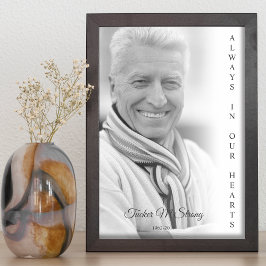 Póster Servicio Funerario Memorial de Foto en Blanco y Ne