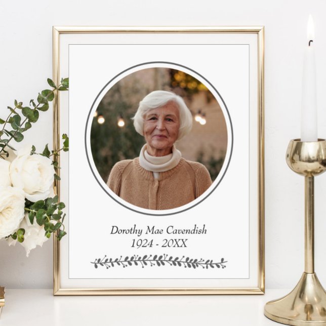 Póster Servicio Funerario Memorial de Foto Redonda Minima (Subido por el creador)