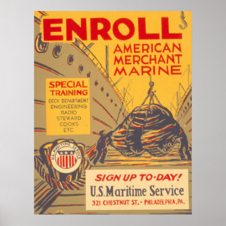 Póster Servicio Marítimo de Estados Unidos