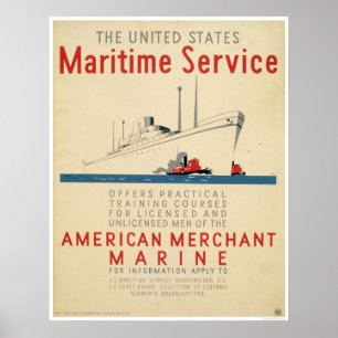 Póster Servicio marítimo - nave grande con los