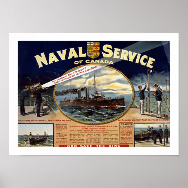 Póster Servicio naval de Canadá (blanco) (Frente)