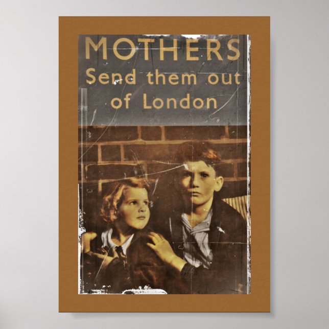 Póster Servicio público "Niños durante el bombardeo" (Frente)