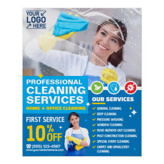 Póster Servicios de limpieza profesional - (acabado brill