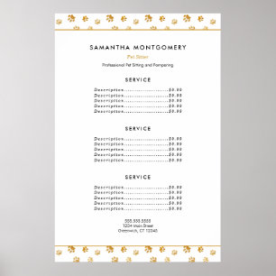 Póster Servicios profesionales de cuidadores de mascotas 