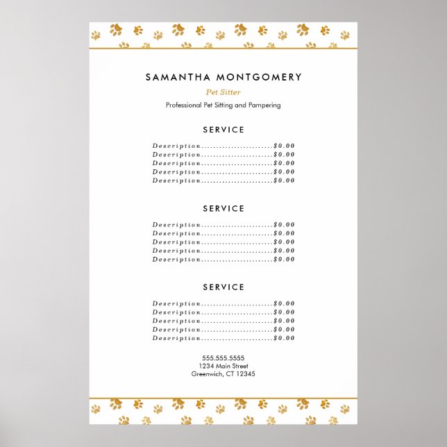 Póster Servicios profesionales de cuidadores de mascotas  (Frente)
