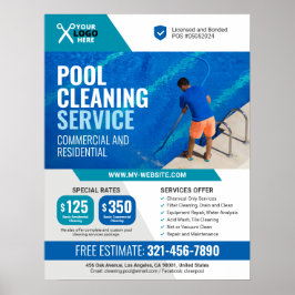 Póster Servicios Profesionales De Limpieza De Piscina