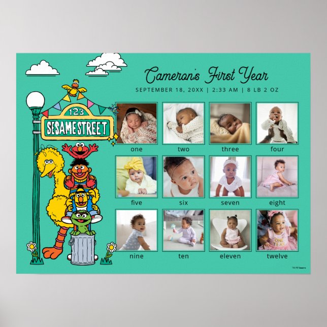 Póster Sesame Street Characters & Street Sign (Frente)
