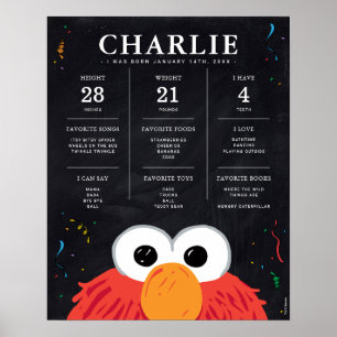 Póster Sesame Street - Elmo   1er Cumpleaños Histórico