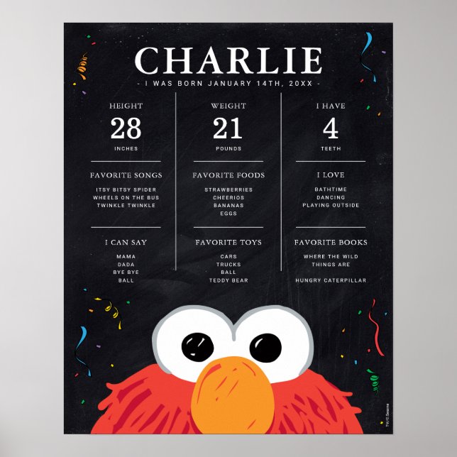Póster Sesame Street - Elmo | 1er Cumpleaños Histórico (Frente)