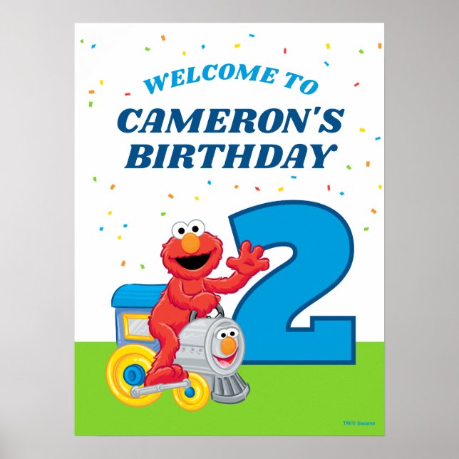 Póster Sesame Street Elmo Chugga Chugga Dos Dos Cumpleaño (Frente)