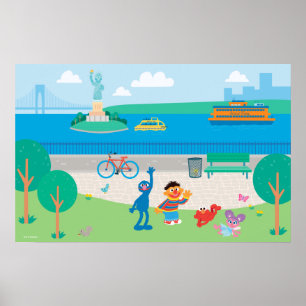 Póster Sesame Street Escena de la Isla de los Gobernado
