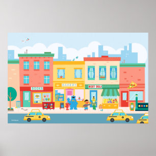 Póster Sesame Street Escena de Sesame Street